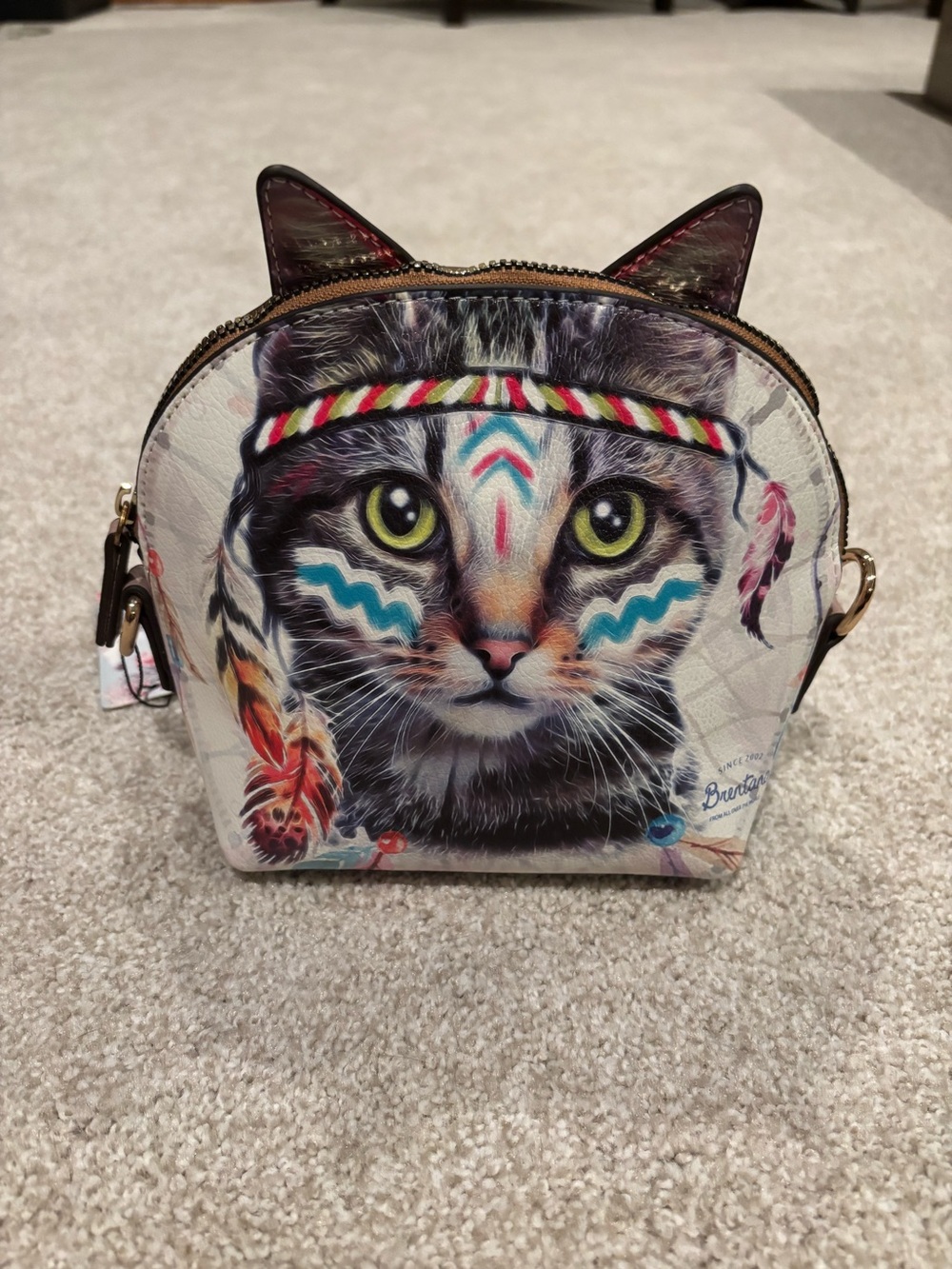 NWT Brentano Crossbody bag featuring a 3-D cat ear design and a graphic feline